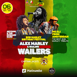 Buy Bob Marley Birthday Festival: Alex Marley & Wailing Wailers at Captain Jack, Elite Seef Residence & Hotel, Bahrain – Nightlife Now at Special Price in UAEMegaDeals.com Bob Marley Birthday Festival: Alex Marley & Wailing Wailers at Captain Jack