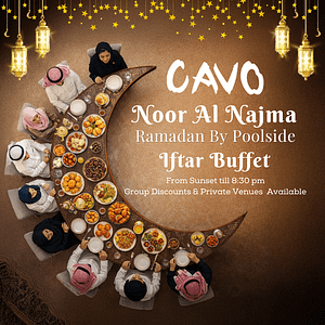 Buy Noor Al Najma Ramadan Iftar at CAVO Rooftop Bahrain – Ramadan Now at Special Price in UAEMegaDeals.com Noor Al Najma Ramadan Iftar at CAVO Rooftop Bahrain Ramadan