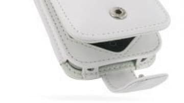 Black Leather Flip Type Case for Iphone 4 4s (White)