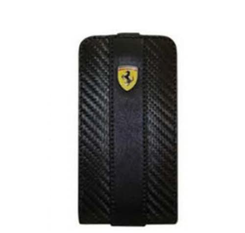 Ferrari Flip Type for iPhone 4/4S - (Carbon Fibre Black)