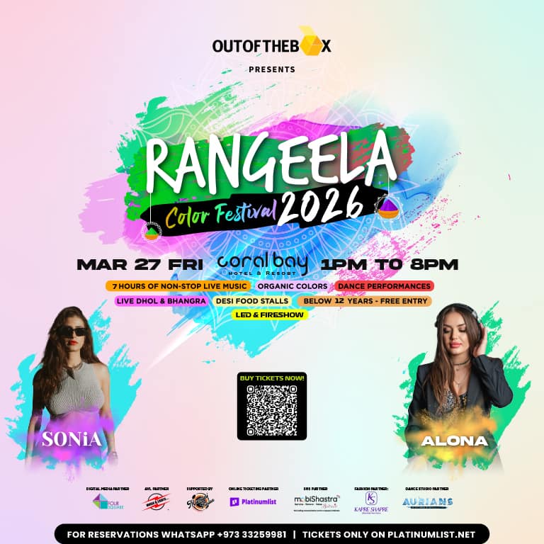 Buy Rangeela Holi Color Festival 2026 in Bahrain – Desi Events Now at Special Price in UAEMegaDeals.com 2 Rangeela Holi Color Festival 2026 in Bahrain Desi Events